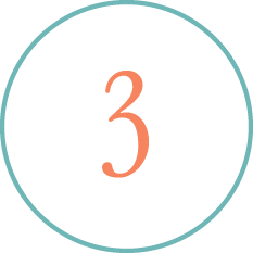 The image displays a circular icon with a white background and a number  3  prominently displayed at its center, inside a circle with a dashed outline, against an aqua blue backdrop.